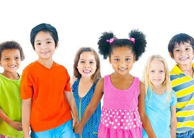 six young kids smiling 