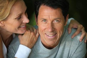 couple hugging and smiling 